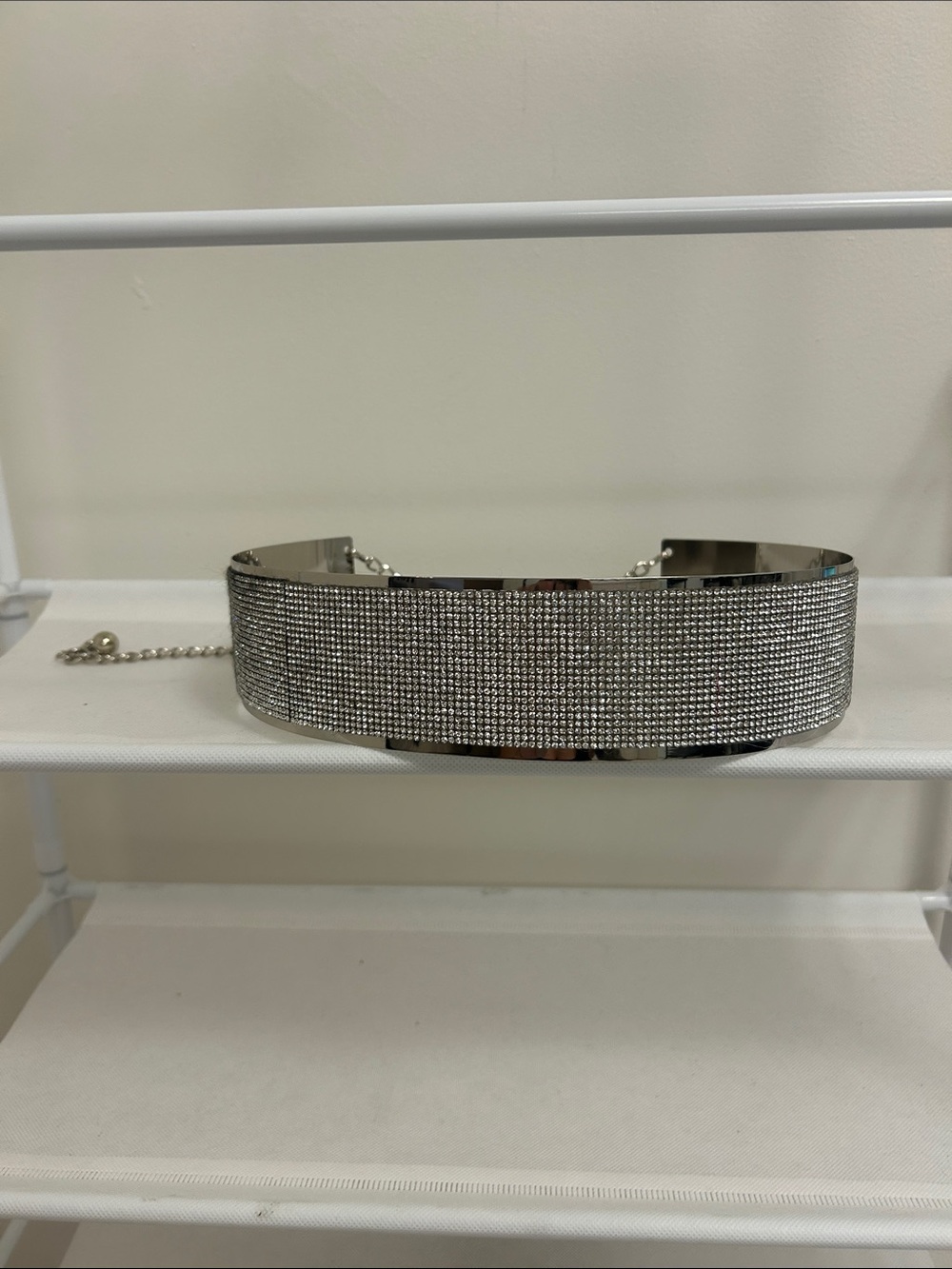 SHEIN Silver Crystal Mesh Waist Belt